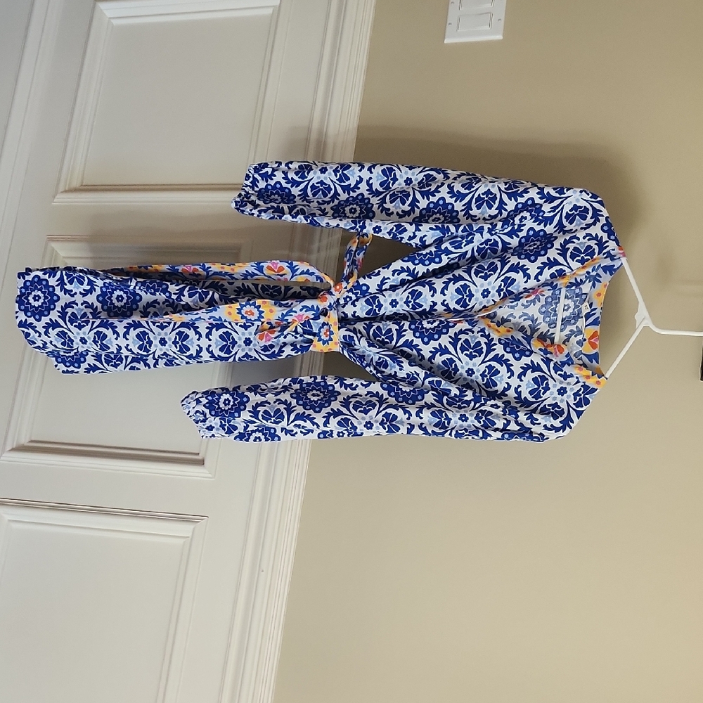 Boden Blue and White Kids Robe